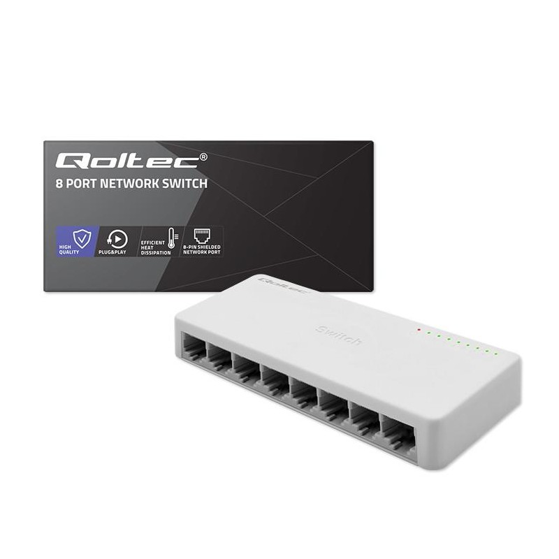 Switch niezarządzalny Qoltec przełącznik sieciowy 8 x port R… | PartsPC.pl