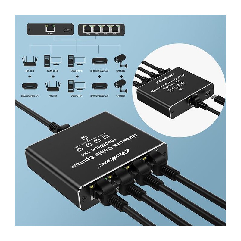 Switch niezarządzalny Qoltec mini rozdzielacz splitter 1x4 p… | PartsPC.pl