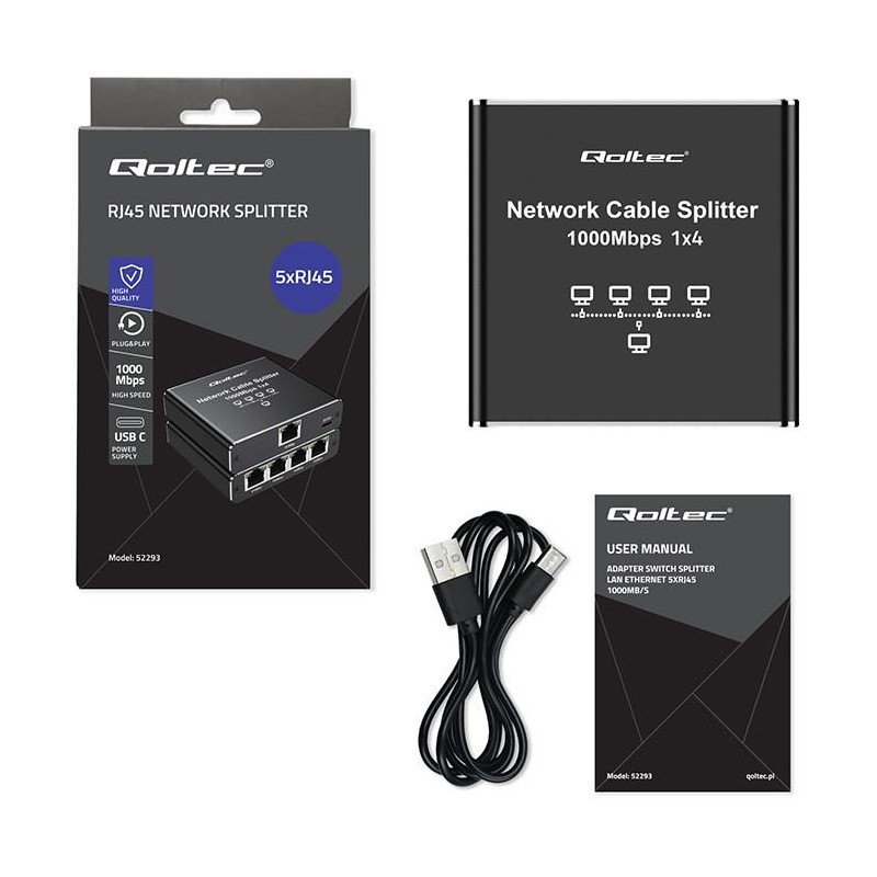 Switch niezarządzalny Qoltec mini rozdzielacz splitter 1x4 p… | PartsPC.pl