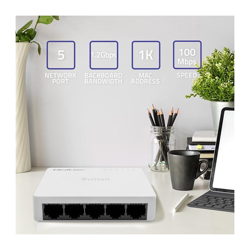 Switch niezarządzalny Qoltec przełącznik sieciowy 5 x port R… | PartsPC.pl