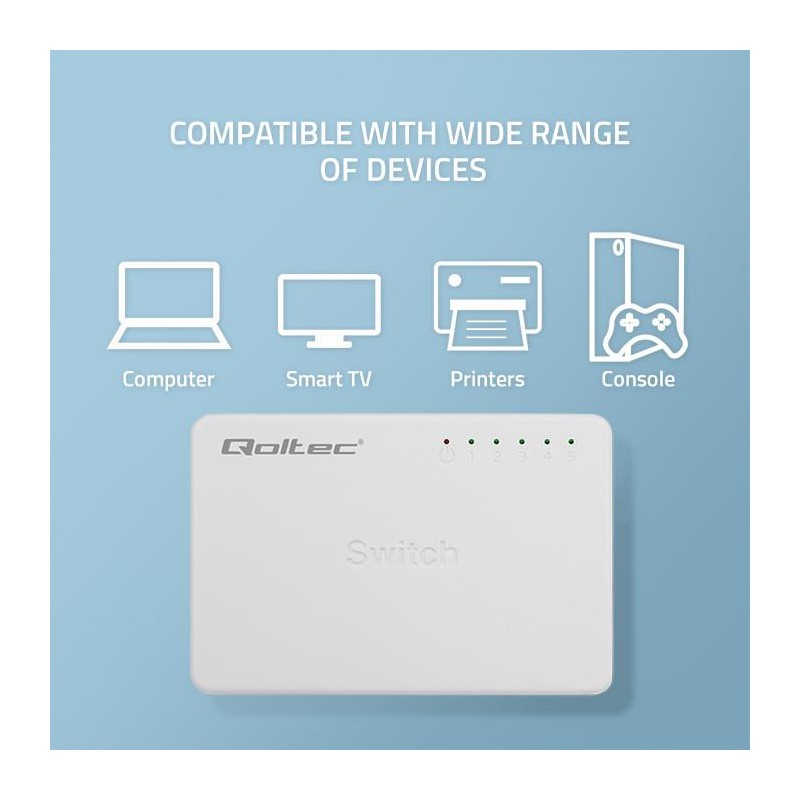 Switch niezarządzalny Qoltec przełącznik sieciowy 5 x port R… | PartsPC.pl