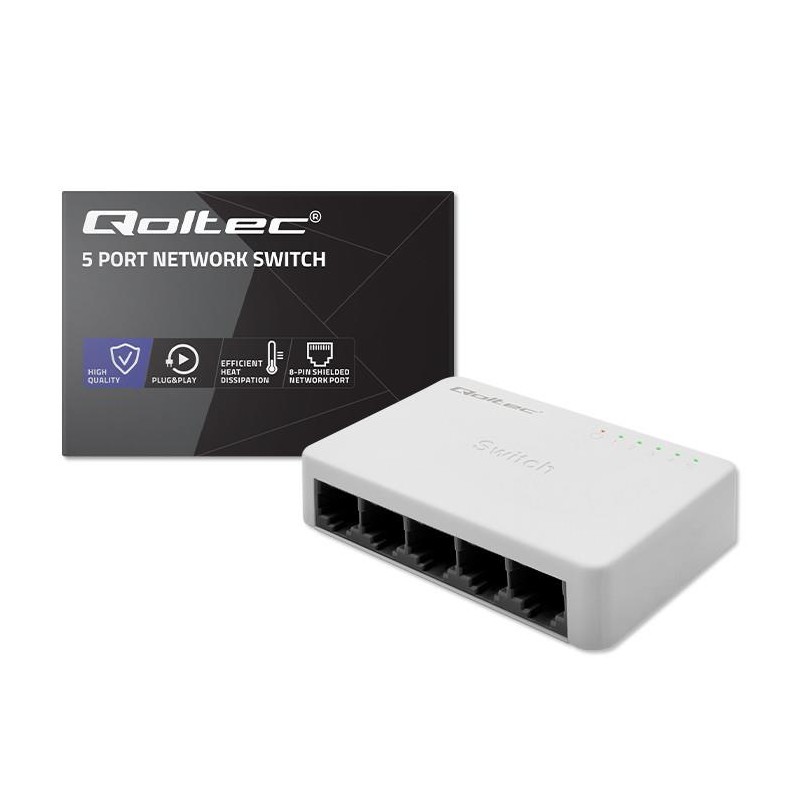 Switch niezarządzalny Qoltec przełącznik sieciowy 5 x port R… | PartsPC.pl