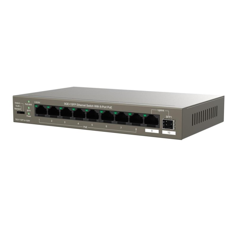 Switch niezarządzalny Tenda TEG1110PF-8-120W 9x1GbE 1xSFP Po… | PartsPC.pl