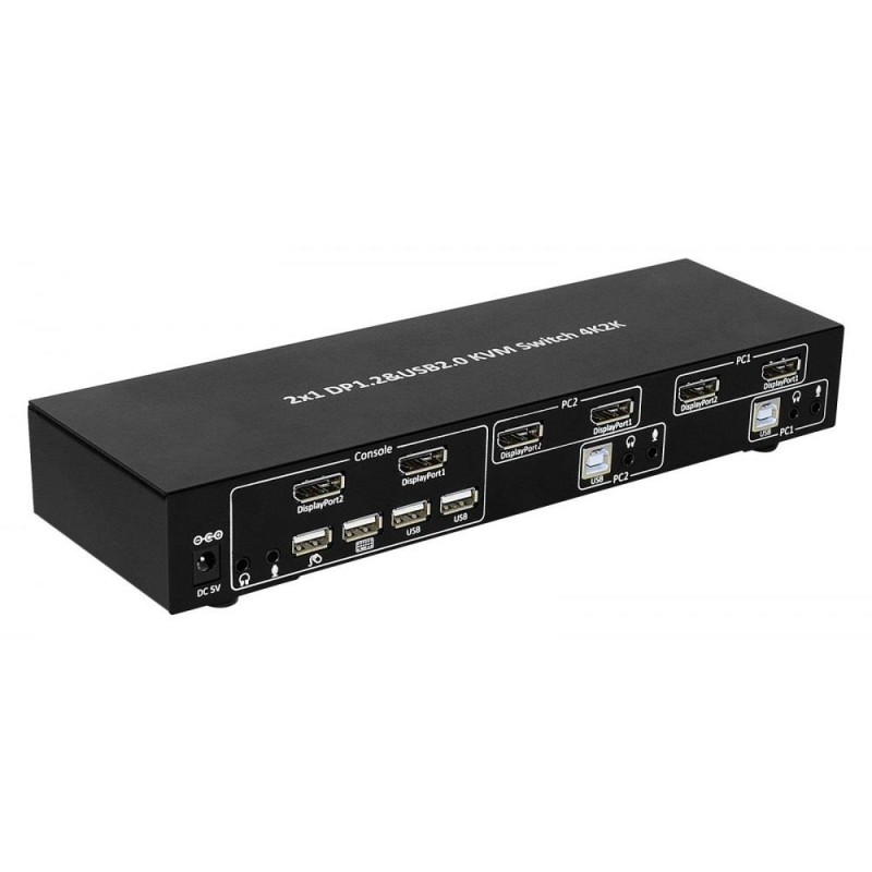 Przełącznik KVM Techly 2-portowy DisplayPort/USB 2x1 Dual Head Video