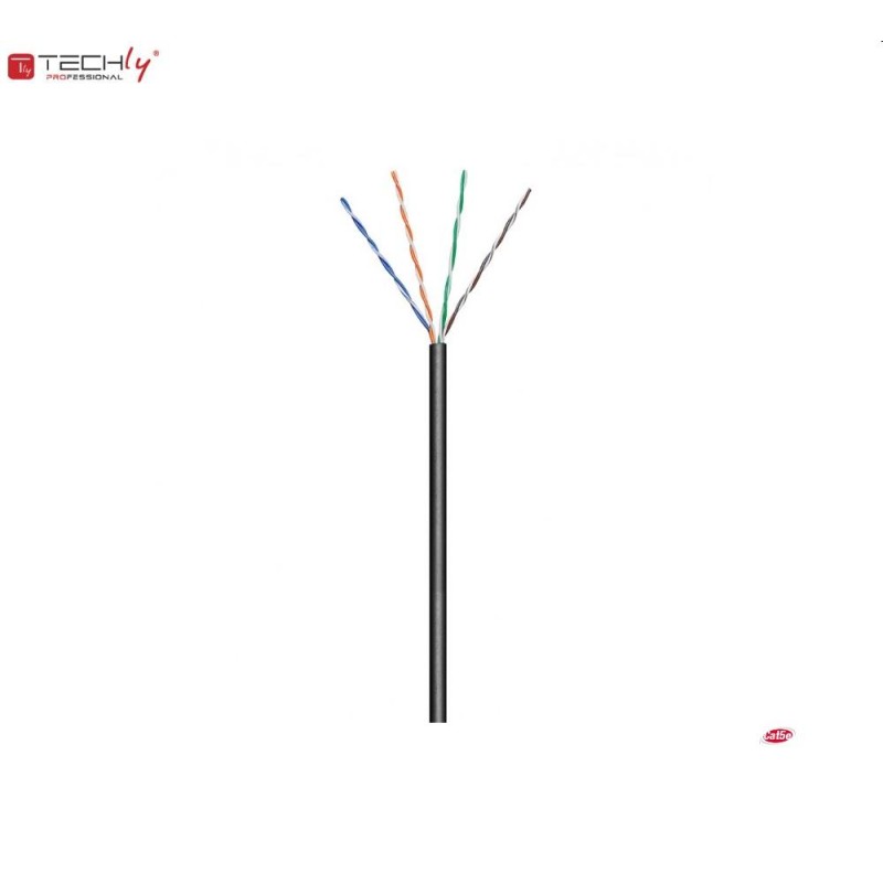 Kabel instalacyjny TechlyPro skrętka Cat5e U/UTP drut, 100m czarny