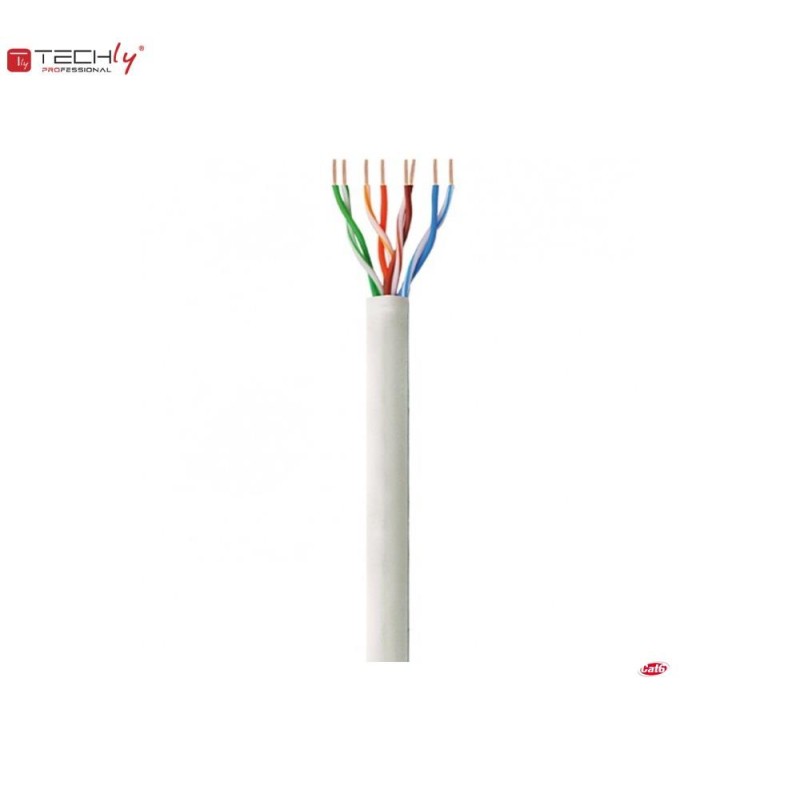 Kabel instalacyjny TechlyPro skrętka Cat6 UTP 4x2 drut CCA 305m, szary