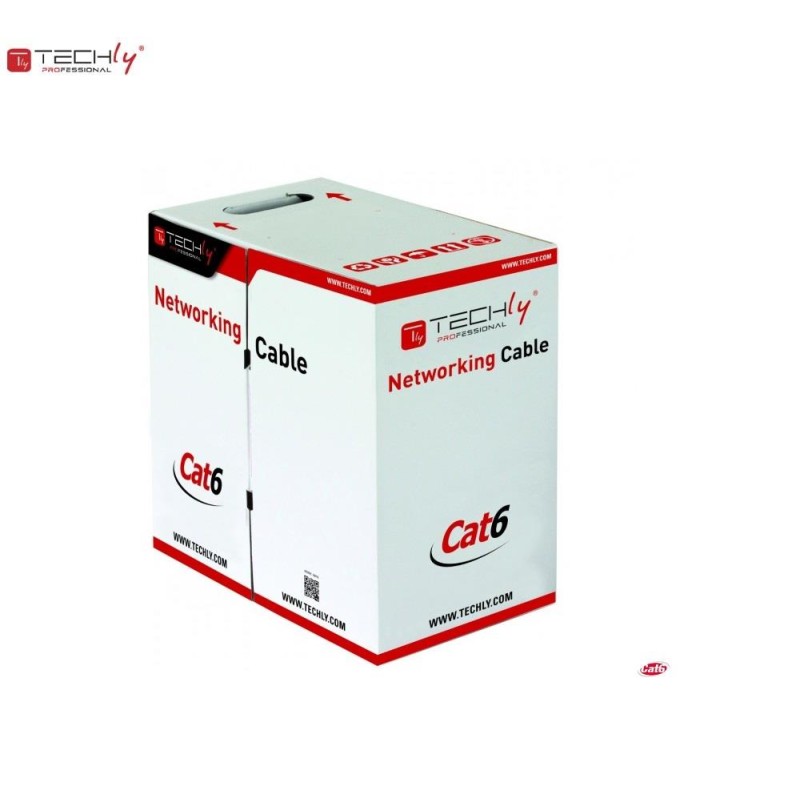 Kabel instalacyjny TechlyPro skrętka Cat6 UTP 4x2 drut CCA 305m, szary