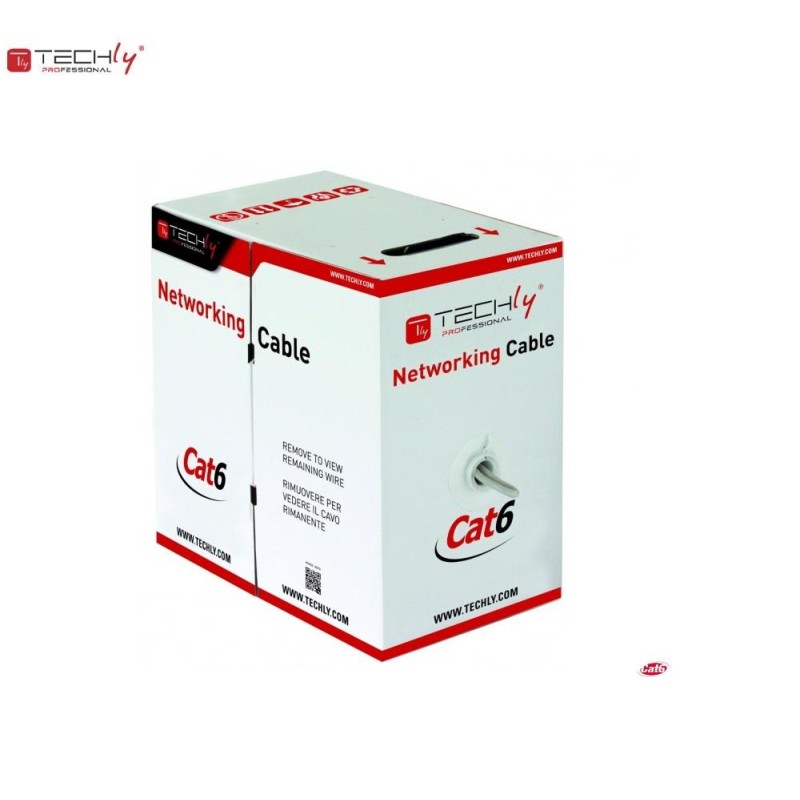 Kabel instalacyjny TechlyPro skrętka Cat6 UTP 4x2 drut CCA 305m, szary