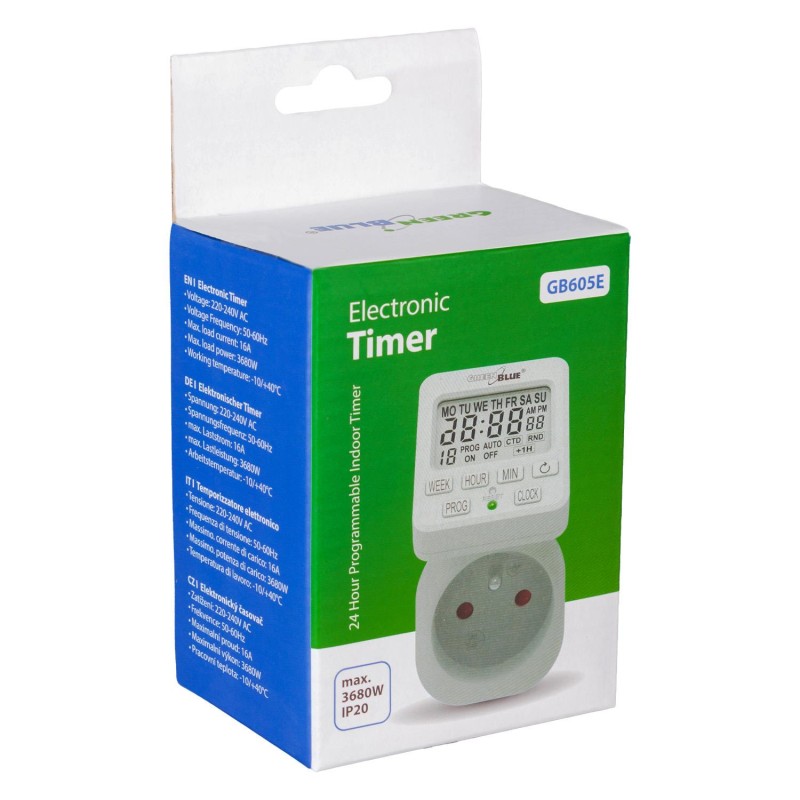Włącznik czasowy - timer cyfrowy GreenBlue, max. obcią... | PartsPC.pl