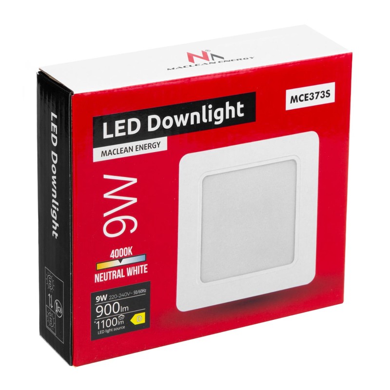 Panel LED sufitowy Maclean, podtynkowy SLIM, 9W, Neutral White 4000K,