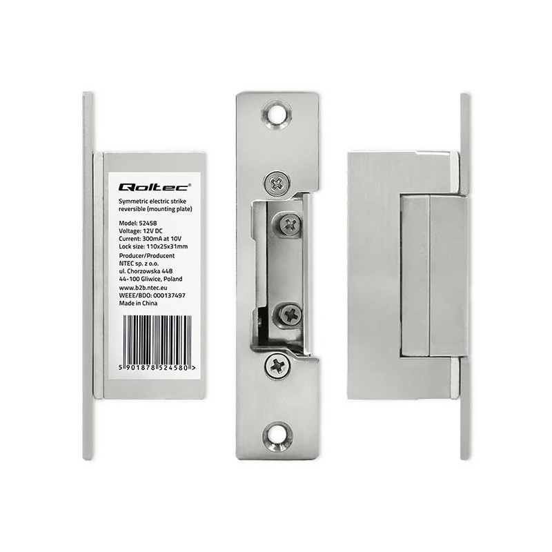 Elektrozaczep Qoltec symetryczny rewersyjny | 300mA | 12V | PartsPC.pl