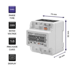 Miernik zużycia energii Qoltec na szynę DIN | trójfazowy elektroniczny