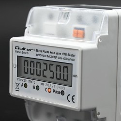 Miernik zużycia energii Qoltec na szynę DIN | trójfazowy elektroniczny