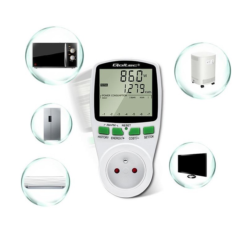 Watomierz Qoltec Licznik zużycia energii PM0627 z... | PartsPC.pl