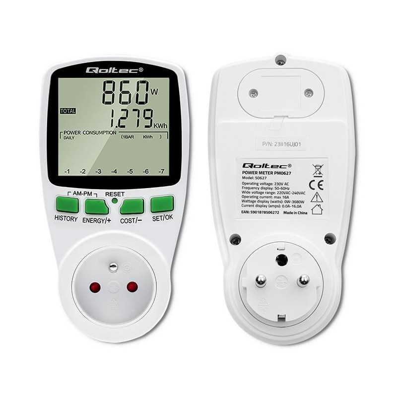 Watomierz Qoltec Licznik zużycia energii PM0627 z... | PartsPC.pl
