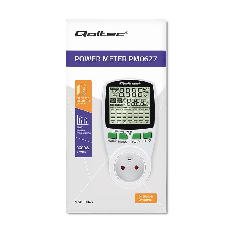 Watomierz Qoltec Licznik zużycia energii PM0627 z... | PartsPC.pl