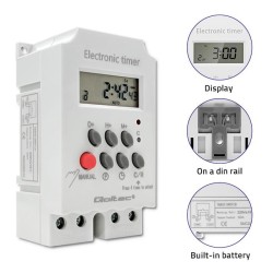 Programator czasowy Qoltec elektroniczny PC0629 na szynę DIN| LCD