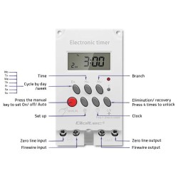 Programator czasowy Qoltec elektroniczny PC0629 na szynę DIN| LCD