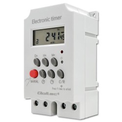 Programator czasowy Qoltec elektroniczny PC0629 na szynę DIN| LCD