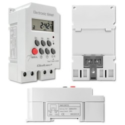Programator czasowy Qoltec elektroniczny PC0629 na szynę DIN| LCD