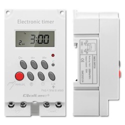 Programator czasowy Qoltec elektroniczny PC0629 na szynę DIN| LCD