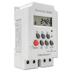 Programator czasowy Qoltec elektroniczny PC0629 na szynę DIN| LCD