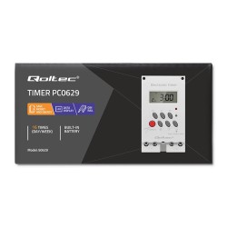 Programator czasowy Qoltec elektroniczny PC0629 na szynę DIN| LCD