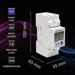 Miernik zużycia energii Qoltec na szynę DIN | jednofazowy elektroniczny