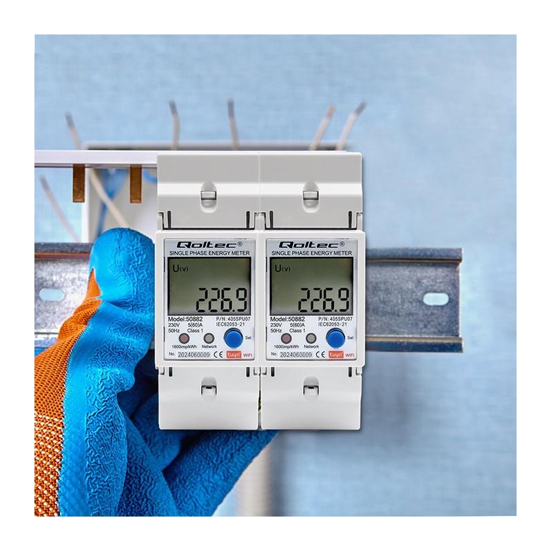 Miernik zużycia energii Qoltec na szynę DIN | jednofazowy elektroniczny