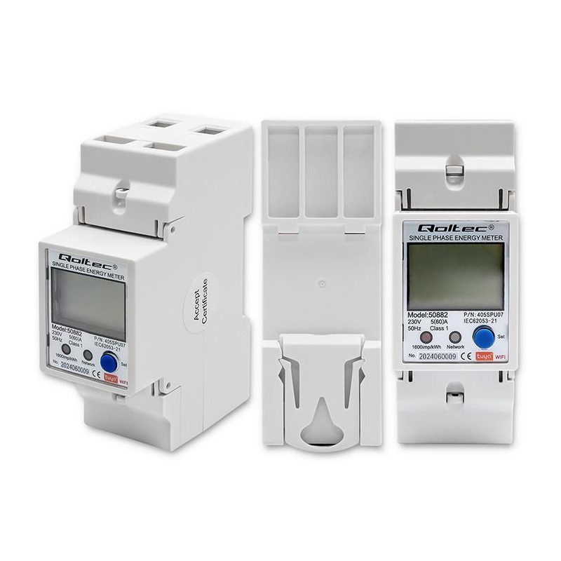 Miernik zużycia energii Qoltec na szynę DIN | jednofazowy elektroniczny