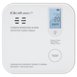 Czujnik tlenku węgla Qoltec z baterią | alarm 85dB | LED | PartsPC.pl