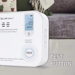 Czujnik tlenku węgla Qoltec z baterią | alarm 85dB | LED | PartsPC.pl