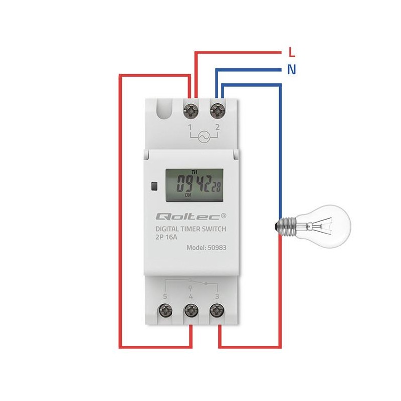 Programator czasowy Qoltec Elektroniczny na szynę DIN z wbud… | PartsPC.pl