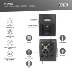 Zasilacz awaryjny UPS DIGITUS Line-Ineractive LCD 2000VA/120… | PartsPC.pl