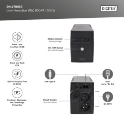 Zasilacz awaryjny UPS DIGITUS Line-Ineractive LED, 600VA/360… | PartsPC.pl