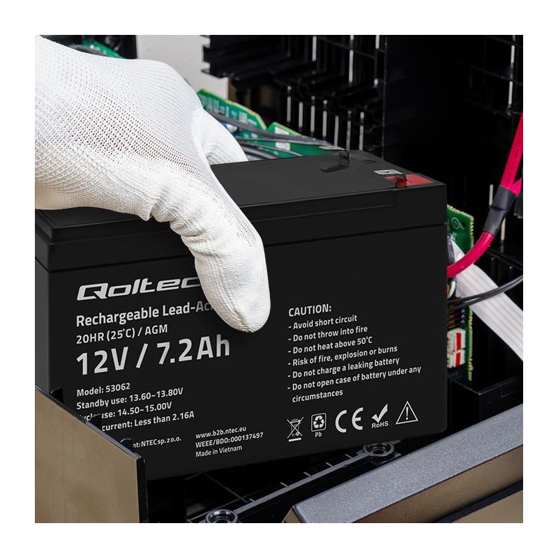 Akumulator AGM Qoltec 12V | 7.2Ah | PartsPC.pl