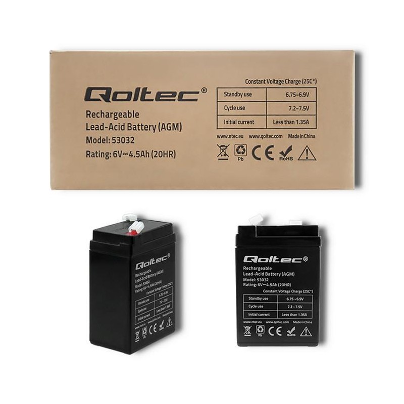Akumulator AGM Qoltec 6V | 4.5Ah | PartsPC.pl
