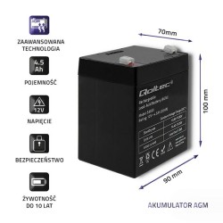 Akumulator AGM Qoltec 12V | 4.5Ah | PartsPC.pl