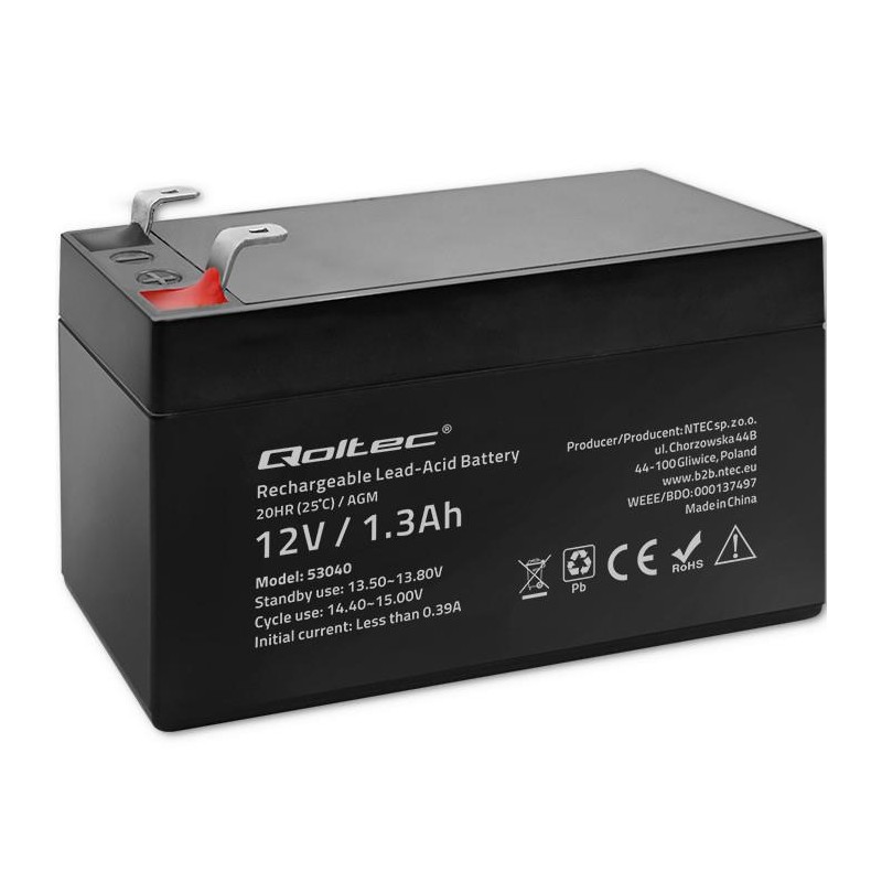 Akumulator AGM Qoltec 12V | 1.3Ah | PartsPC.pl