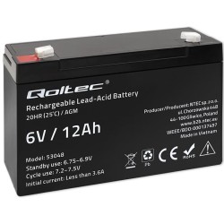 Akumulator AGM Qoltec 6V | 12Ah | PartsPC.pl