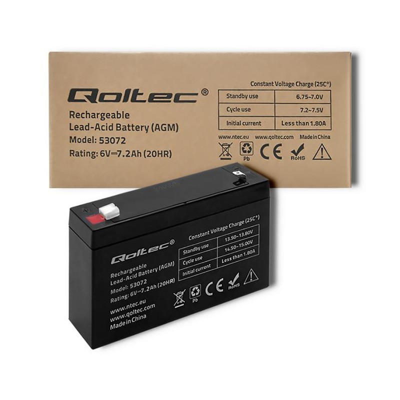 Akumulator AGM Qoltec 6V | 7.2Ah | PartsPC.pl