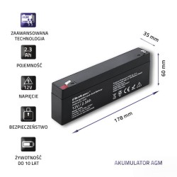 Akumulator AGM Qoltec 12V | 2.3Ah | PartsPC.pl