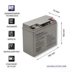 Akumulator AGM Qoltec 12V | 20Ah