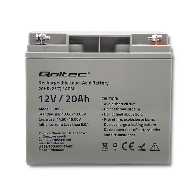 Akumulator AGM Qoltec 12V | 20Ah