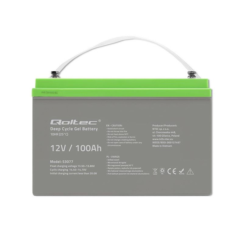 Akumulator żelowy Qoltec Deep Cycle | 12V | 100Ah | 30,5k