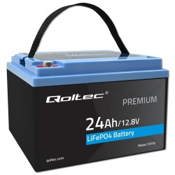 Akumulator LiFePO4 Qoltec Litowo-Żelazowo-Fosforanowy | 12.8V | 24Ah |