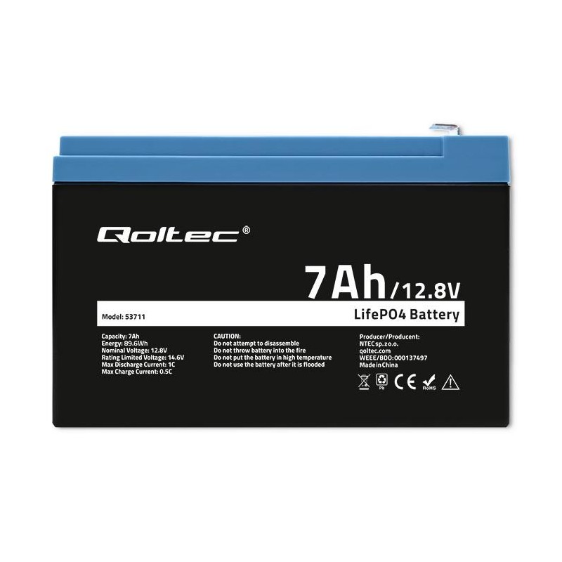 Akumulator LiFePO4 Qoltec Litowo-Żelazowo-Fosforanowy | 12.8… | PartsPC.pl