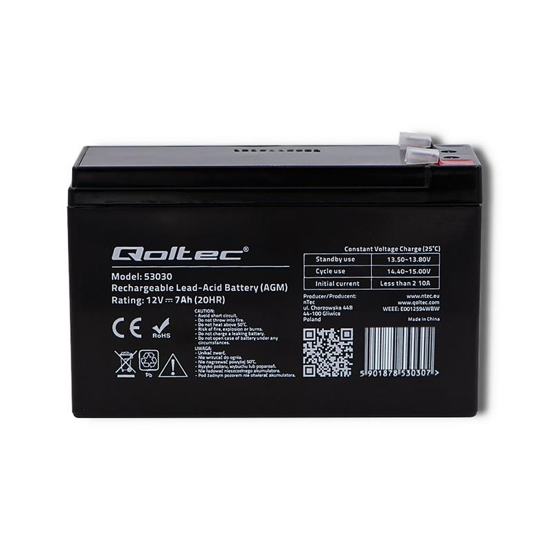 Akumulator AGM Qoltec 12V | 7Ah | PartsPC.pl