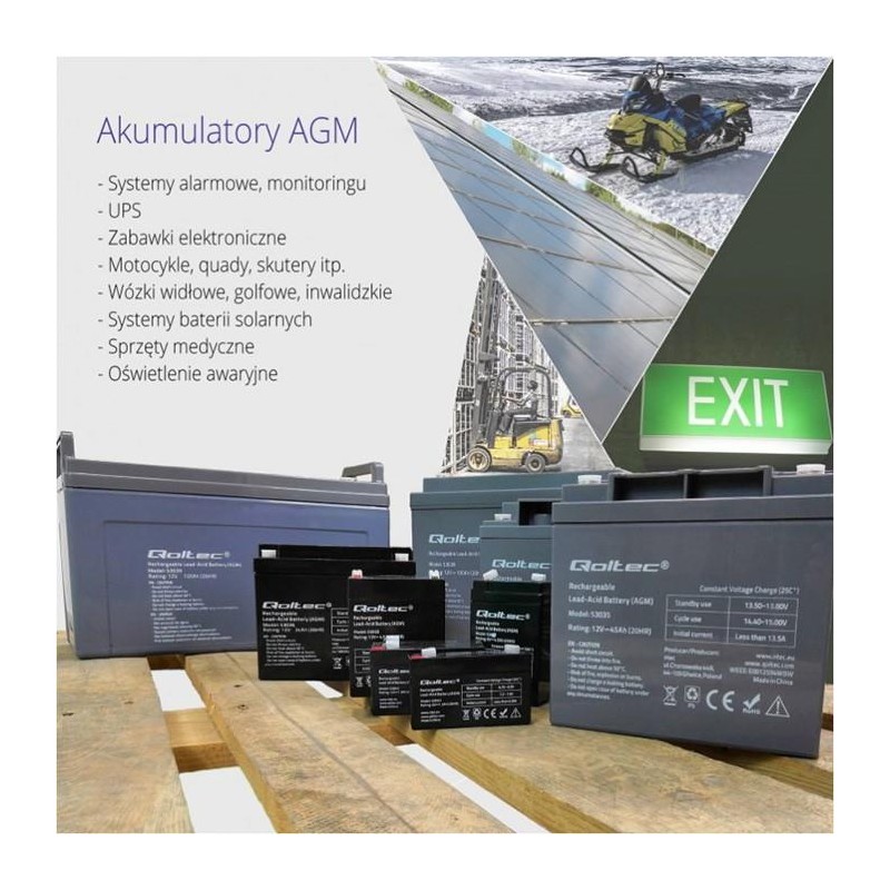Akumulator AGM Qoltec 12V | 7Ah | PartsPC.pl