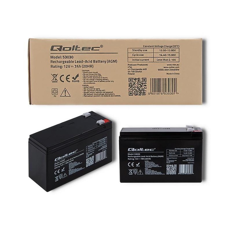 Akumulator AGM Qoltec 12V | 7Ah | PartsPC.pl